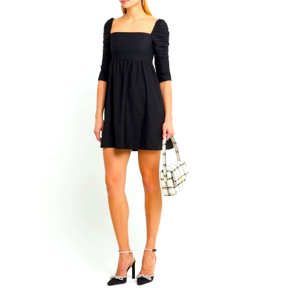NWT O.P.T Black Accordion Sleeve Darby Mini Dress Size Large
